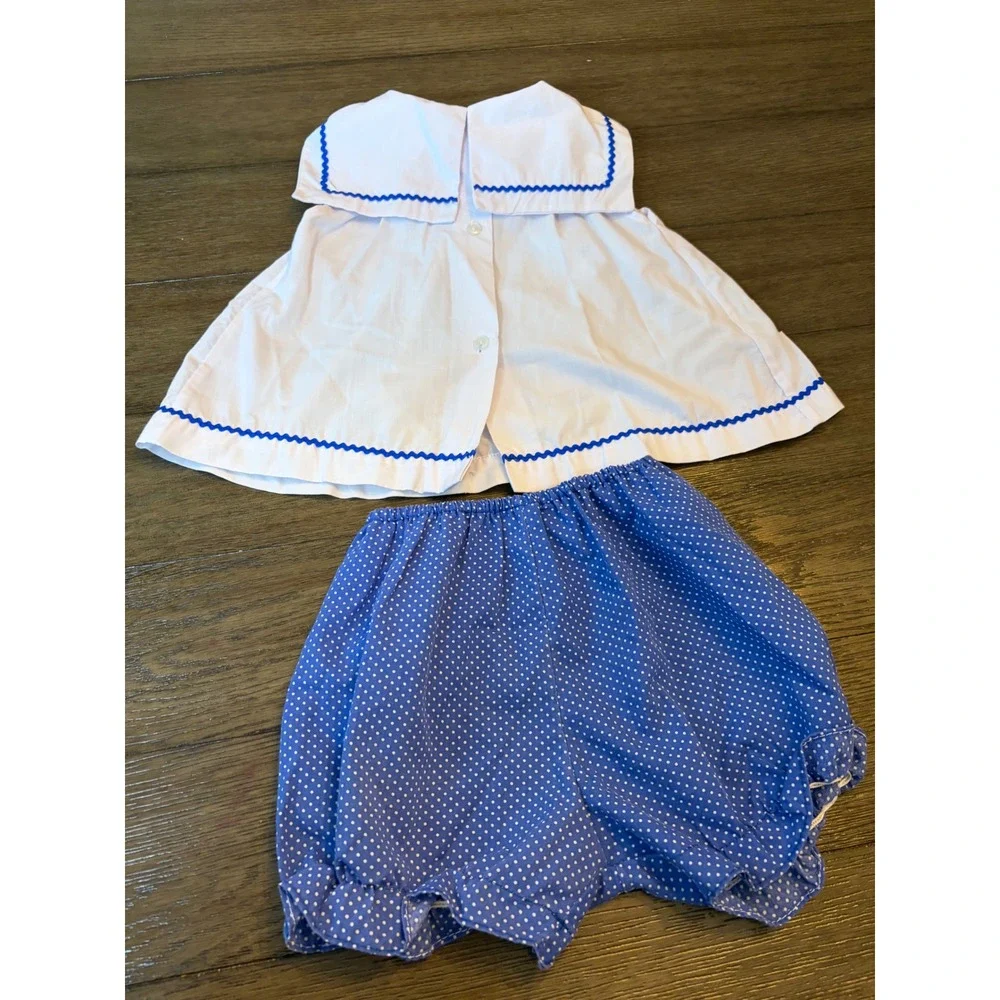 Color Kids Sailor Set Toddler 24M Nautical Sailboat Bloomer Polka Dot White Blue